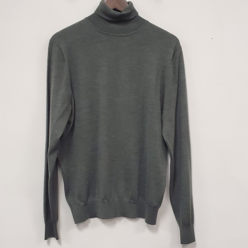 Suitsupply Mens 100% Merino Wool Turtleneck Sweater Size L Gray Layering Neutral